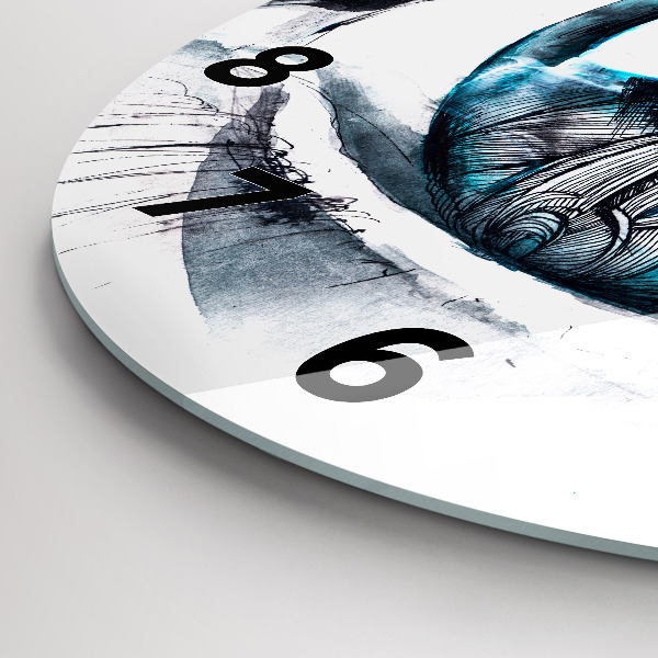 Kulaté skleněné hodiny s fotkou Ilustrace vlčího oka