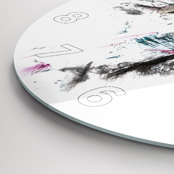 Kulaté skleněné hodiny s fotkou Profil malovaného vlka