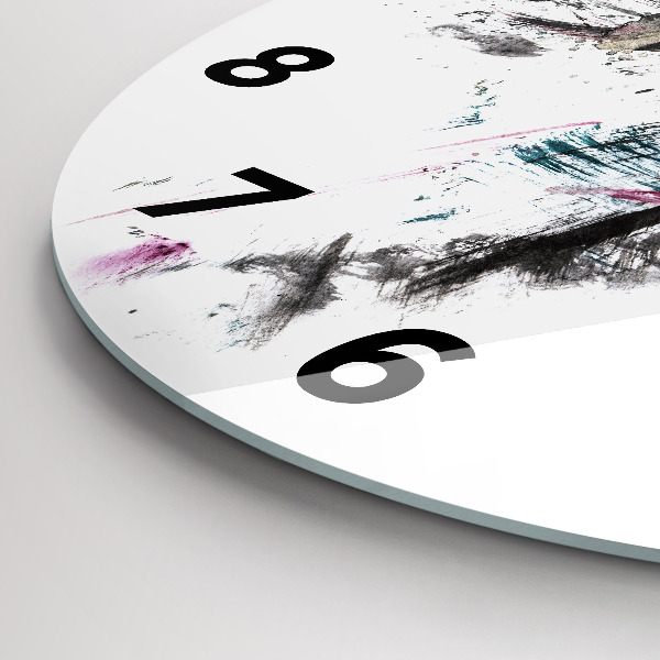 Kulaté skleněné hodiny s fotkou Profil malovaného vlka