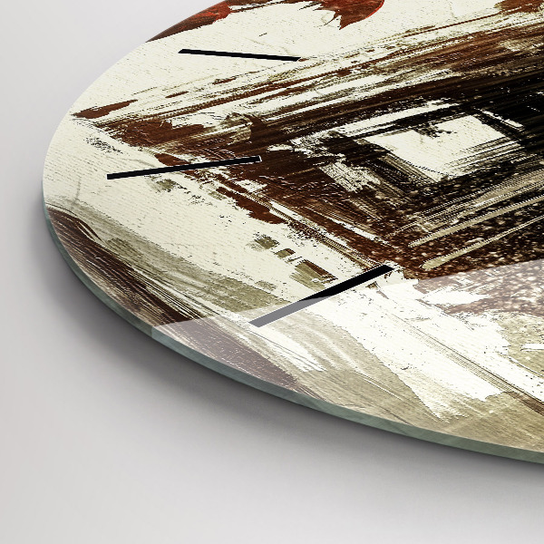 Kulaté skleněné hodiny s fotkou Žena v deštivé noci