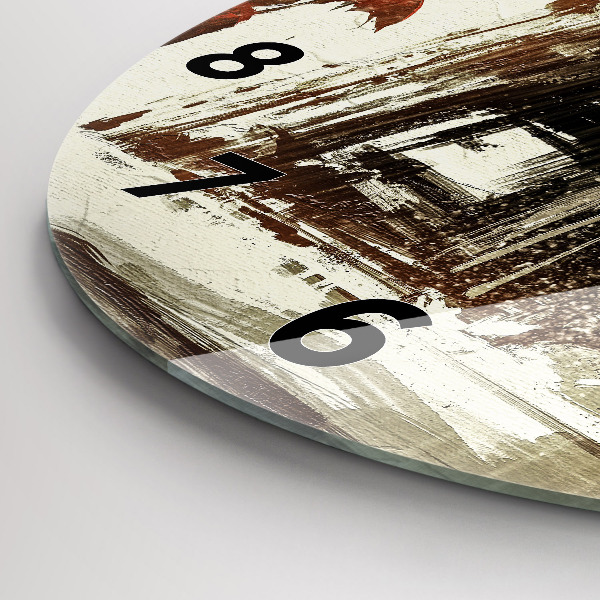 Kulaté skleněné hodiny s fotkou Žena v deštivé noci