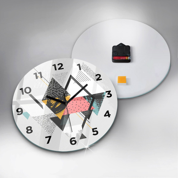 Kulaté skleněné hodiny s fotkou Geometrický vzor