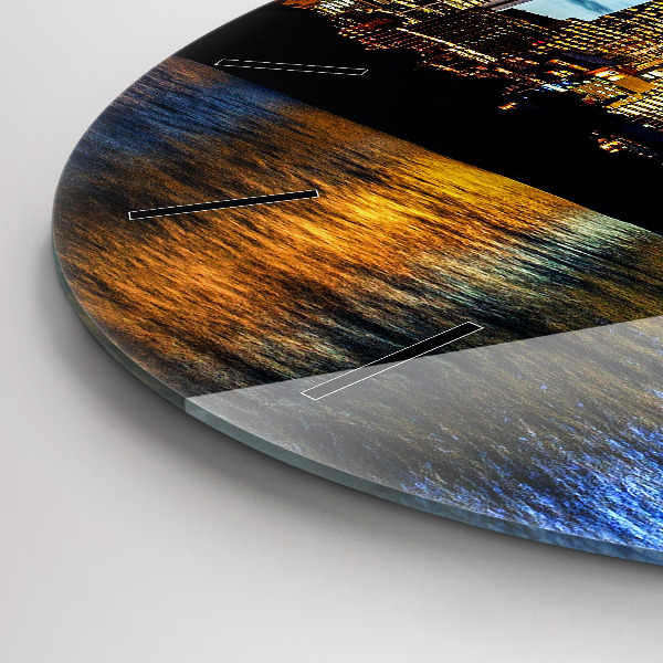 Kulaté skleněné hodiny s fotkou Sydney večer