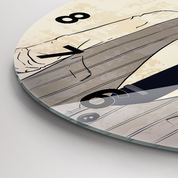 Kulaté skleněné hodiny s fotkou Muž s plnovousem