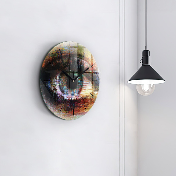 Kulaté skleněné hodiny s fotkou Pouliční umění Oko