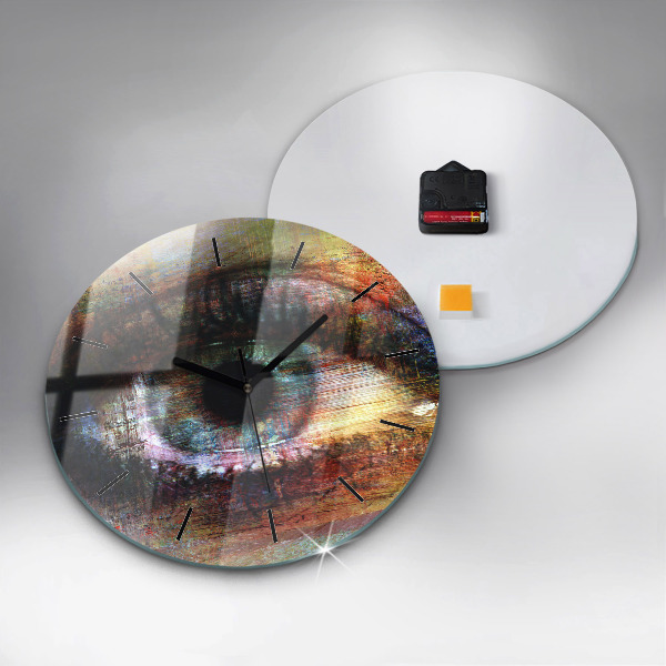 Kulaté skleněné hodiny s fotkou Pouliční umění Oko