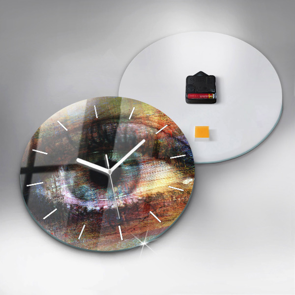 Kulaté skleněné hodiny s fotkou Pouliční umění Oko