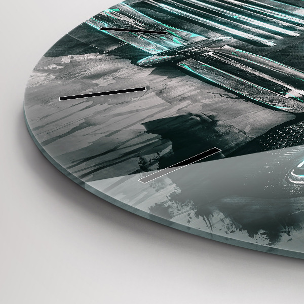 Kulaté skleněné hodiny s fotkou Old-School auto