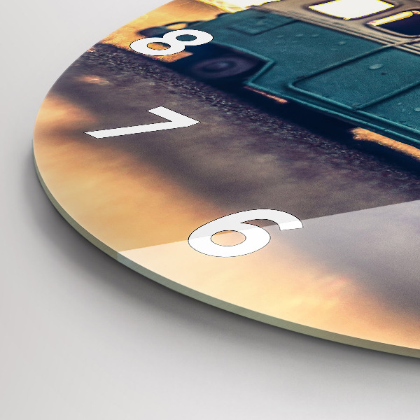 Kulaté skleněné hodiny s fotkou Táborník na pláži