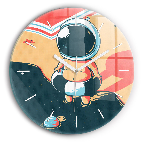 Kulaté skleněné hodiny s fotkou Dětský astronaut