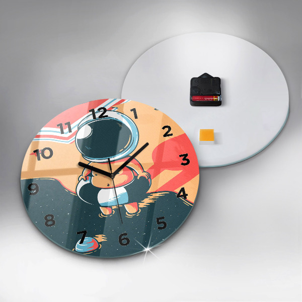 Kulaté skleněné hodiny s fotkou Dětský astronaut