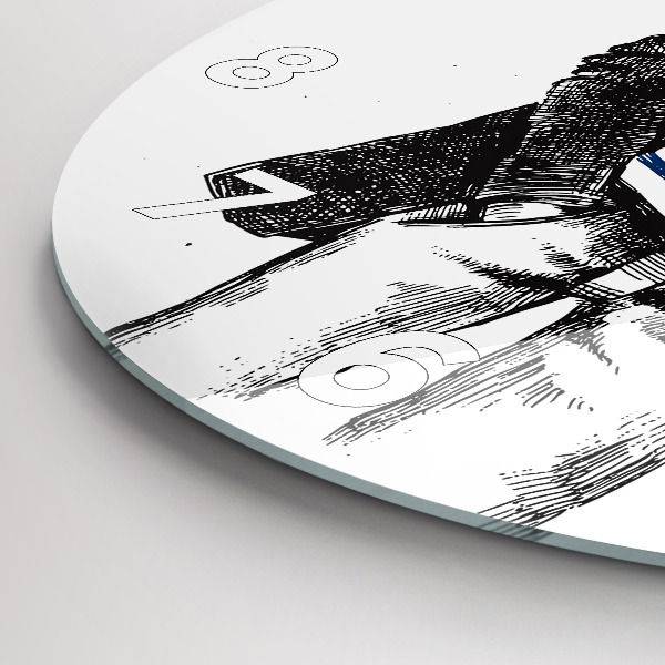 Kulaté skleněné hodiny s fotkou Pes v lidském těle