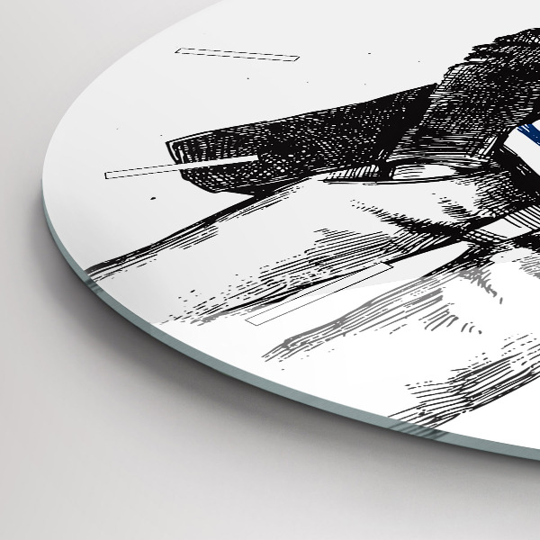 Kulaté skleněné hodiny s fotkou Pes v lidském těle