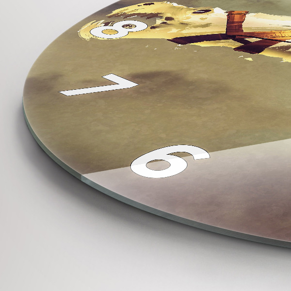 Kulaté skleněné hodiny s fotkou Ilustrace dračího jezdce