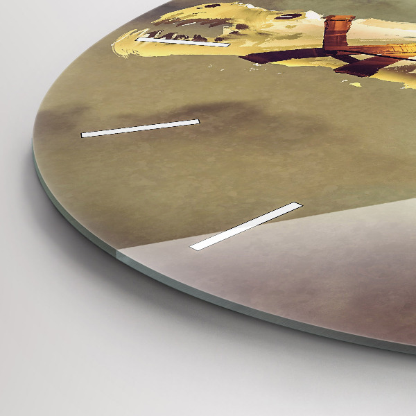 Kulaté skleněné hodiny s fotkou Ilustrace dračího jezdce