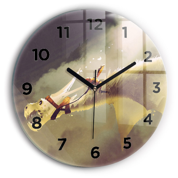 Kulaté skleněné hodiny s fotkou Ilustrace dračího jezdce