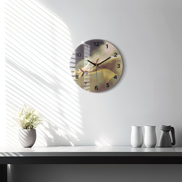 Kulaté skleněné hodiny s fotkou Ilustrace dračího jezdce