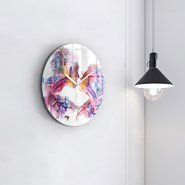 Kulaté skleněné hodiny s fotkou Dvě těla, jedna duše