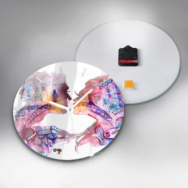 Kulaté skleněné hodiny s fotkou Dvě těla, jedna duše