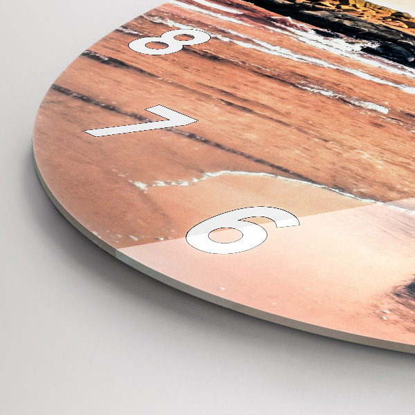 Kulaté skleněné hodiny s fotkou Shermanovo pobřeží