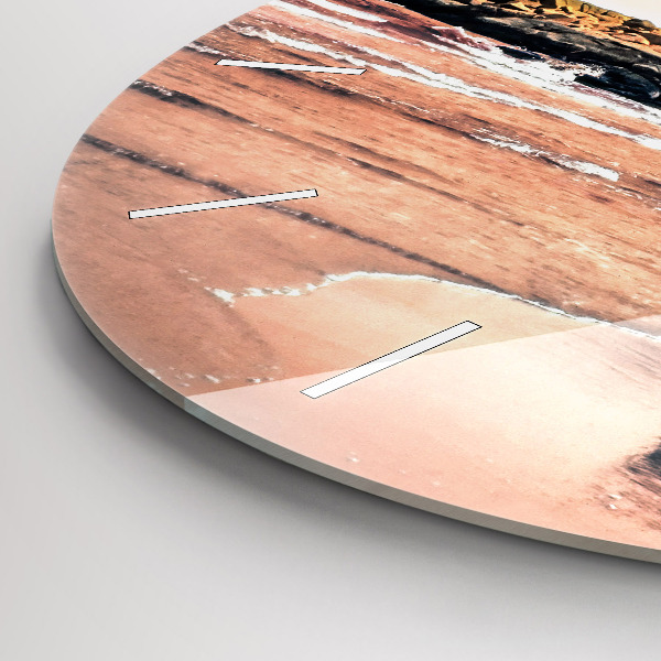 Kulaté skleněné hodiny s fotkou Shermanovo pobřeží