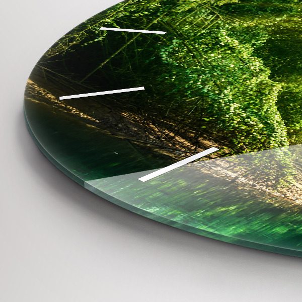 Kulaté skleněné hodiny s fotkou Klidná příroda