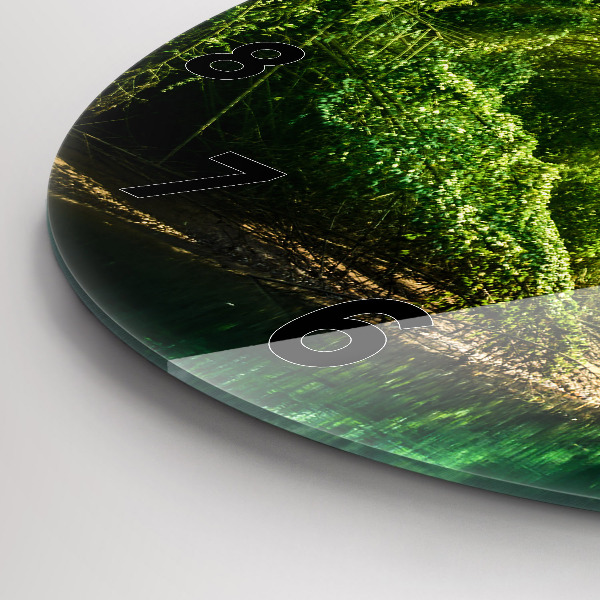 Kulaté skleněné hodiny s fotkou Klidná příroda