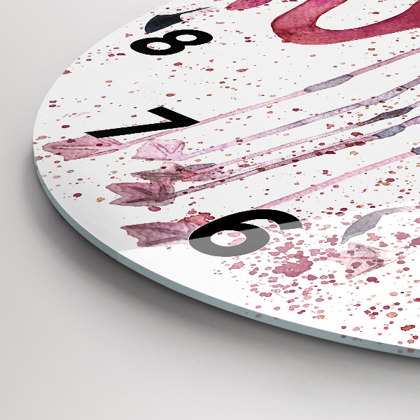 Kulaté skleněné hodiny s fotkou Shluk plameňáků