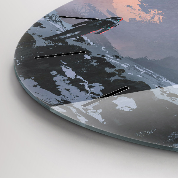 Kulaté skleněné hodiny s fotkou Astronauti abstraktní