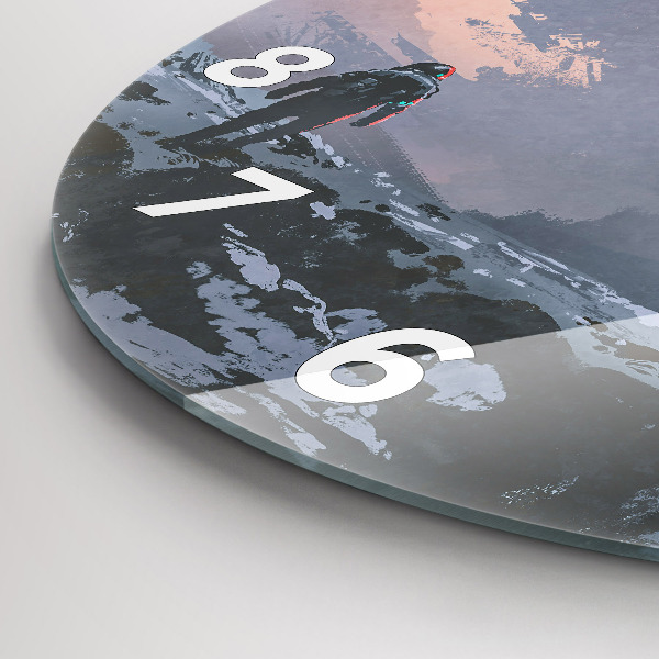 Kulaté skleněné hodiny s fotkou Astronauti abstraktní