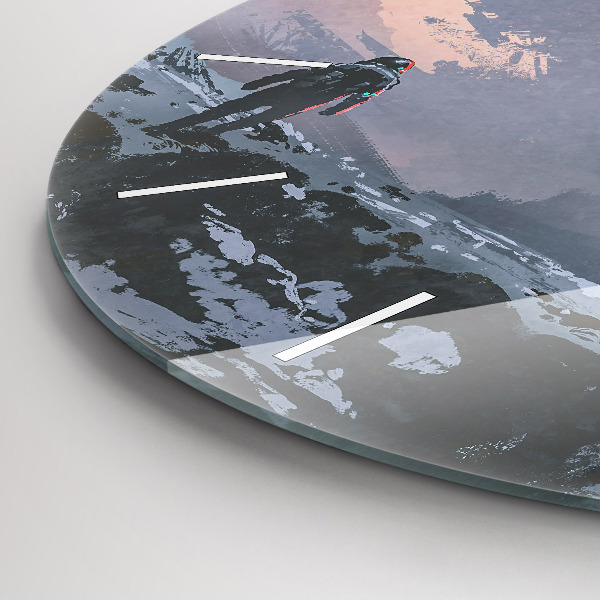 Kulaté skleněné hodiny s fotkou Astronauti abstraktní