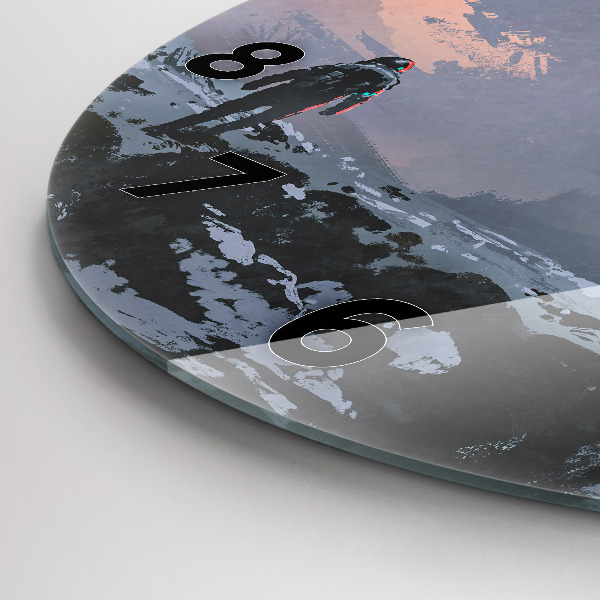 Kulaté skleněné hodiny s fotkou Astronauti abstraktní