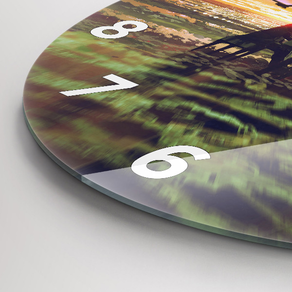 Kulaté skleněné hodiny s fotkou Koncert na pláži