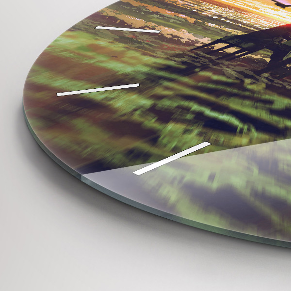 Kulaté skleněné hodiny s fotkou Koncert na pláži