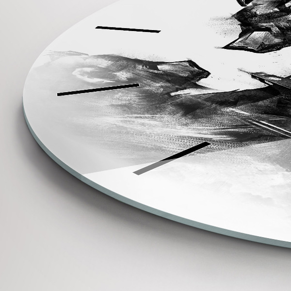 Kulaté skleněné hodiny s fotkou Kresba medvěda