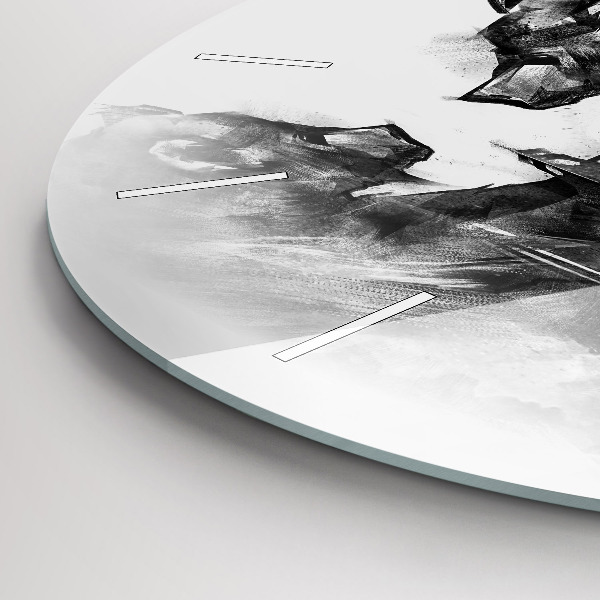 Kulaté skleněné hodiny s fotkou Kresba medvěda