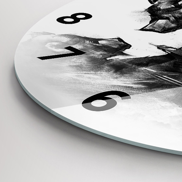 Kulaté skleněné hodiny s fotkou Kresba medvěda