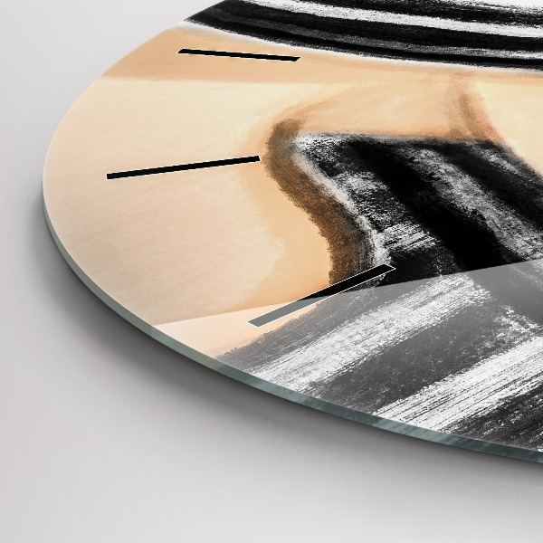 Kulaté skleněné hodiny s fotkou Žena v černé a bílé