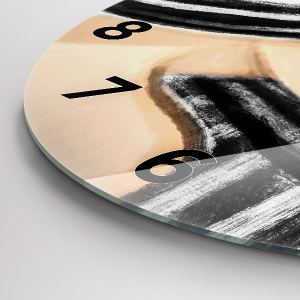 Kulaté skleněné hodiny s fotkou Žena v černé a bílé