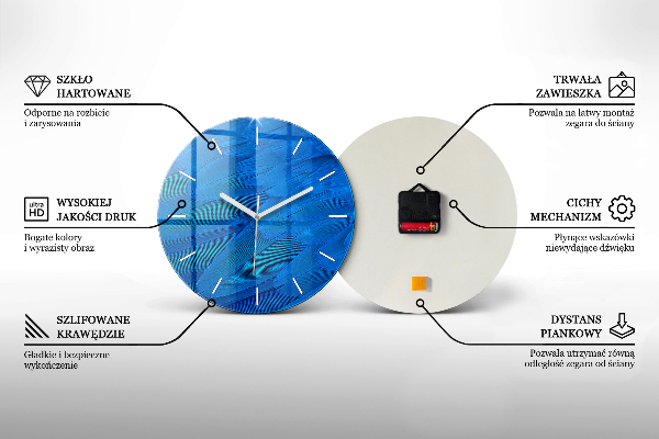 Kulaté skleněné hodiny s fotkou Vlna západu slunce