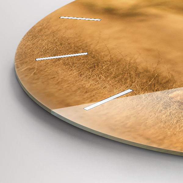 Kulaté skleněné hodiny s fotkou Lov tygra