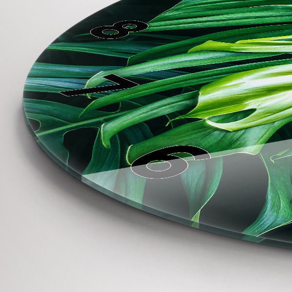 Kulaté skleněné hodiny s fotkou Tropická strana přírody