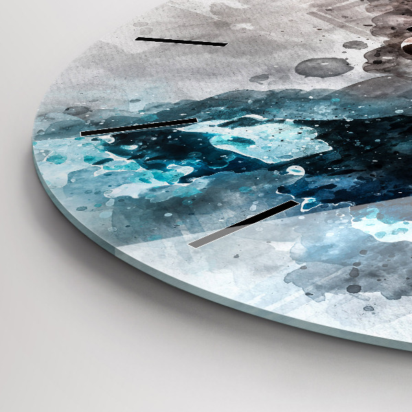 Kulaté skleněné hodiny s fotkou Abstraktní tváře