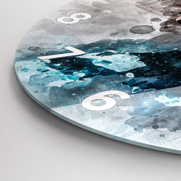 Kulaté skleněné hodiny s fotkou Abstraktní tváře