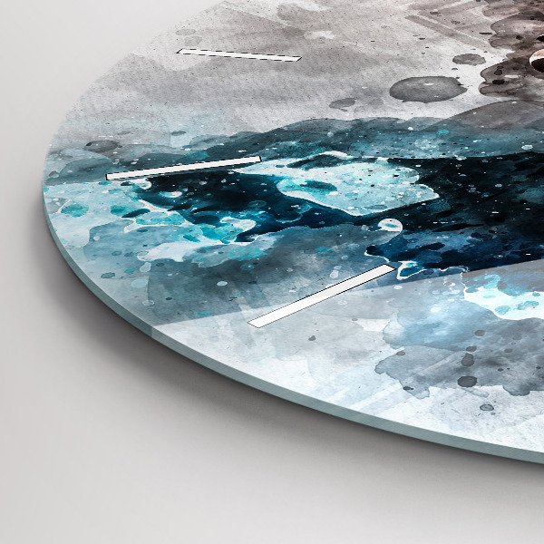 Kulaté skleněné hodiny s fotkou Abstraktní tváře