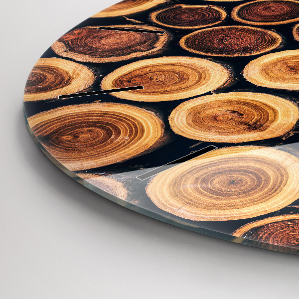 Kulaté skleněné hodiny s fotkou Dřevo