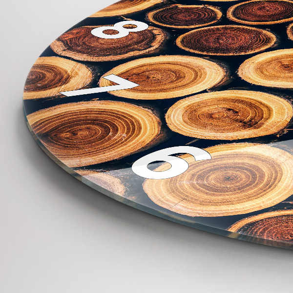 Kulaté skleněné hodiny s fotkou Dřevo