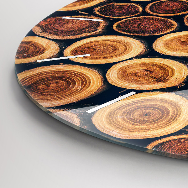 Kulaté skleněné hodiny s fotkou Dřevo