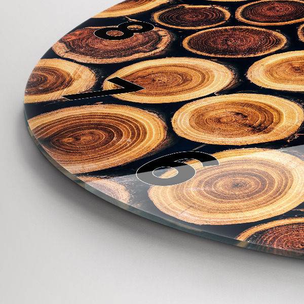 Kulaté skleněné hodiny s fotkou Dřevo