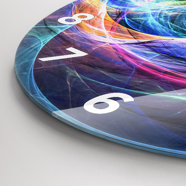 Kulaté skleněné hodiny s fotkou Barevný fraktál